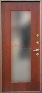 Коричневая железная дверь с зеркалом ДЗ-14 в Гатчине