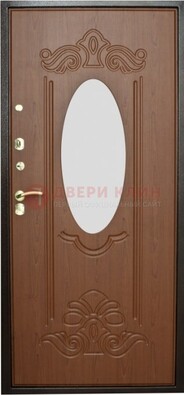 Коричневая стальная дверь с зеркалом ДЗ-15 в Гатчине