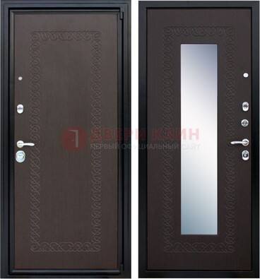Темная стальная дверь с зеркалом ДЗ-20 в Гатчине