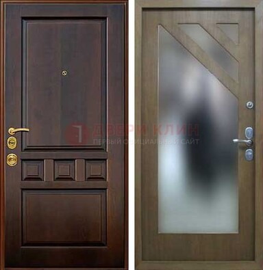 Темная входная дверь с зеркалом МДФ внутри ДЗ-25 в Гатчине