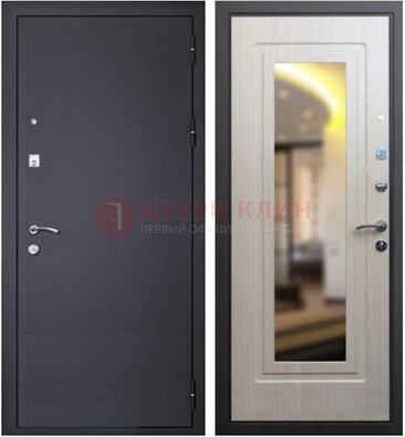 Черная металлическая дверь с зеркалом ДЗ-26 в Гатчине