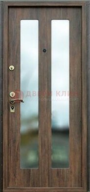 Коричневая железная дверь с зеркалом ДЗ-28 в Гатчине