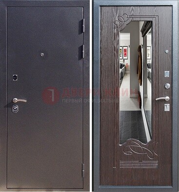 Черная входная дверь с зеркалом МДФ внутри ДЗ-29 в Великом Новгороде
