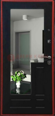 Черная железная дверь с зеркалом МДФ внутри ДЗ-2 в Гатчине