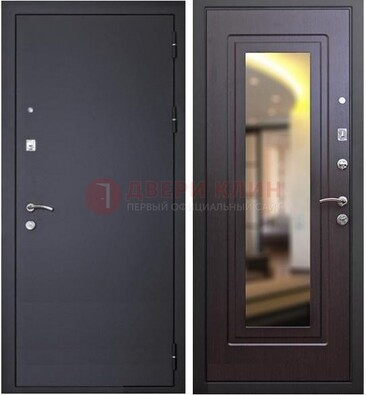 Черная железная дверь с зеркалом ДЗ-30 в Кубинке