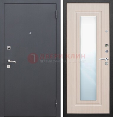 Черная входная дверь с зеркалом МДФ внутри ДЗ-31 в Великом Новгороде