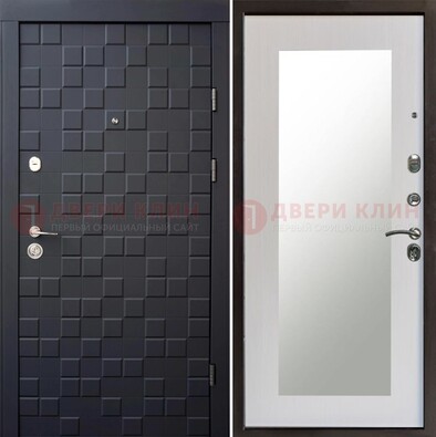 Черная стальная дверь МДФ и зеркалом ДЗ-50 в Гатчине