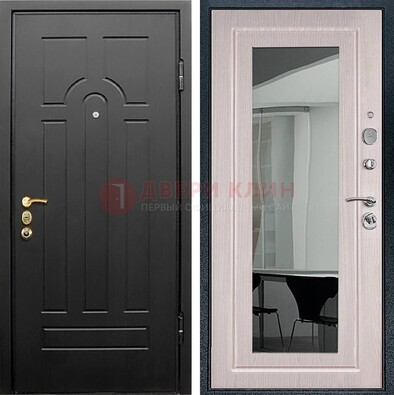 Темная стальная дверь с МДФ Капучино и зеркалом ДЗ-55 в Гатчине