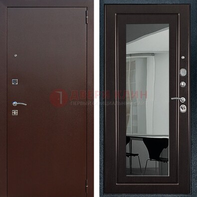 Металлическая дверь с порошковым напылением с МДФ и зеркалом ДЗ-61 в Гатчине