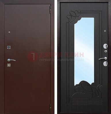 Входная дверь с порошковым напылением Медный антик/Венге с зеркалом ДЗ-64 в Гатчине