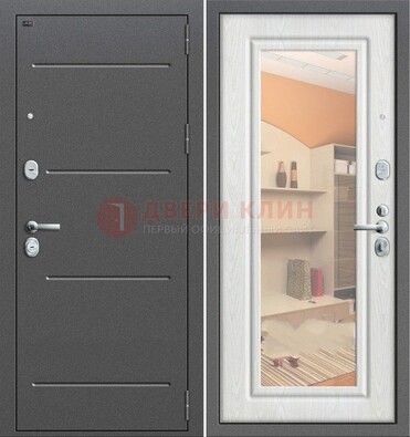 Серая металлическая дверь с зеркалом ДЗ-7 в Гатчине