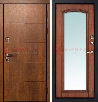 Белая филенчатая дверь с фрезерованной МДФ и зеркалом ДЗ-81 в Гатчине