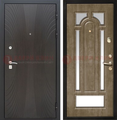 Темная металлическая дверь МДФ с различными зеркальными вставками внутри ДЗ-82 в Гатчине