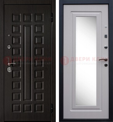 Металлическая дверь с белыми МДФ и зеркалом ДЗ-83 в Гатчине