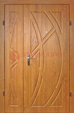 Полуторная металлическая дверь с МДФ золотой дуб ПЛ-17 в Гатчине