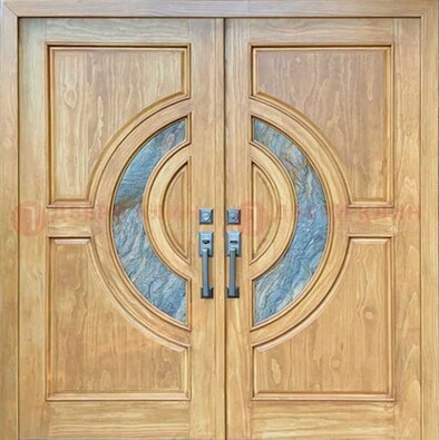 Двухстворчатая металлическая дверь с витражом ВЖ-11 в Гатчине